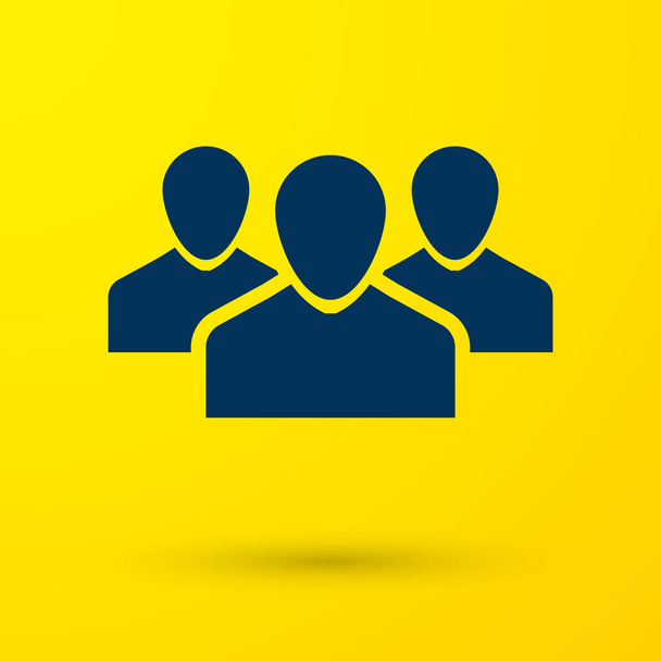 Niebieska ikona grupy użytkowników na białym tle na żółtym tle. Grupa osób ikona. Biznes avatar symbol - ikona profilu użytkowników. Ilustracja wektorowa - Wektor, obraz