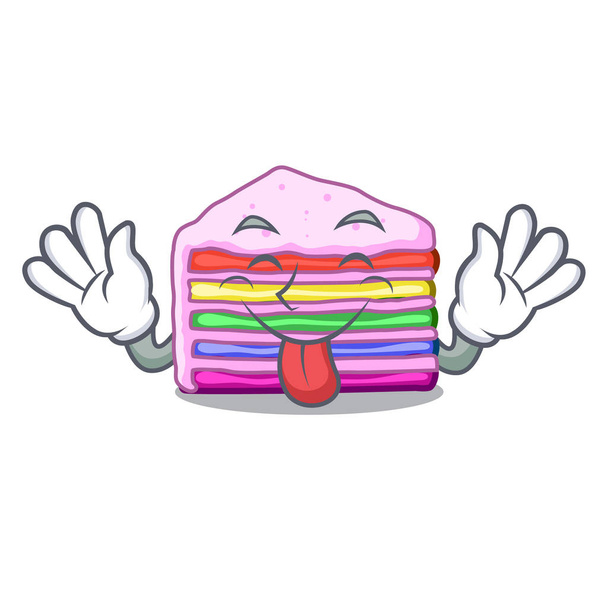 Tongue out rainbow cake in ice mascot cupboard - Vektor, kép