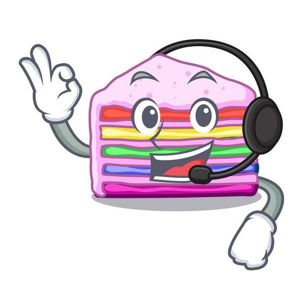With headphone rainbow cake in ice mascot cupboard - Vektor, kép