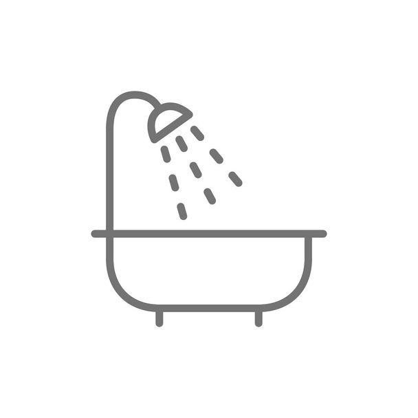 Bath, bathroom, bathtub, shower line icon. - Vector, Image
