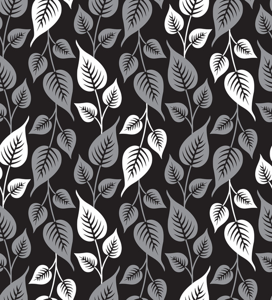 Seamless silver leaves background - Vector, Image