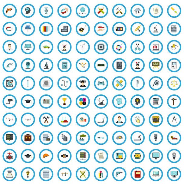 Set di 100 icone di abilità industriale, in stile piatto
 - Vettoriali, immagini
