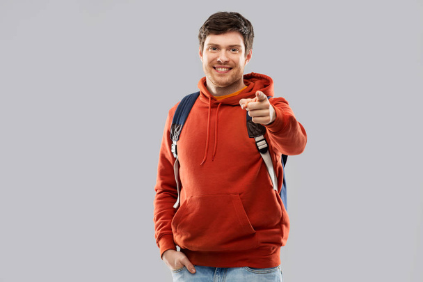 young man or student with school bag or backpack - Foto, Imagen
