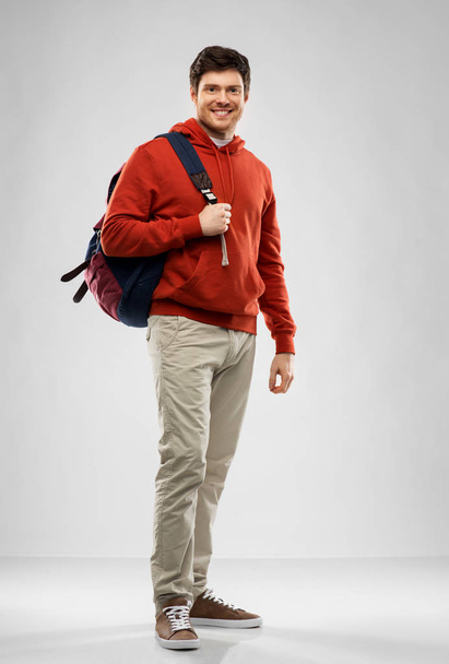 young man or student with school bag or backpack - Fotografie, Obrázek