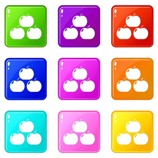 Apples icons set 9 color collection - Vecteur, image