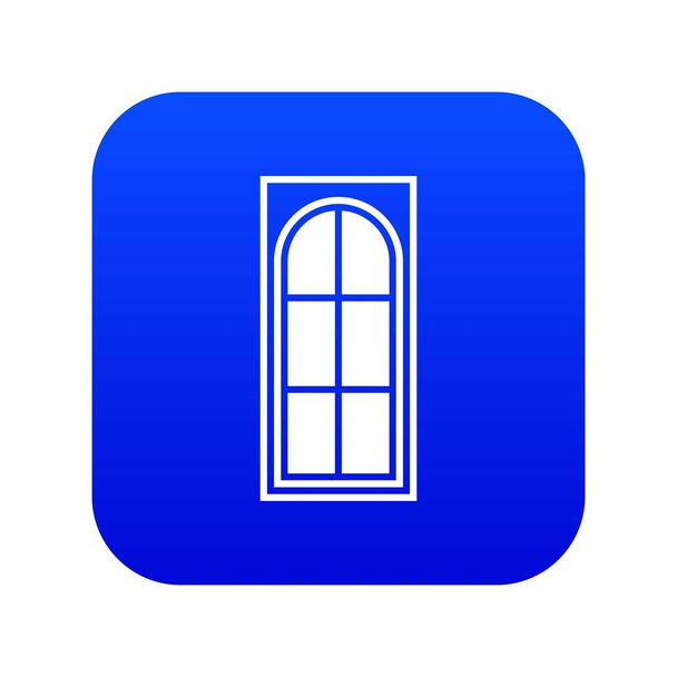 Wooden door with glass icon digital blue - ベクター画像