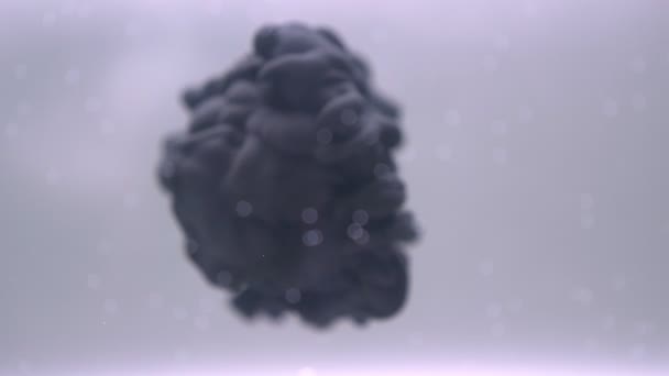 Real shot black color paint drops in water in slow motion. Ink swirling underwater. Cloud of ink isolated on white background. Colorful abstract smoke explosion animation. Bottom view - Video