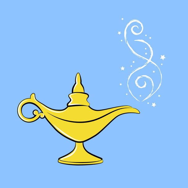 Zlatá Kouzelná lampa Arabská pohádka tři přání - Vektor, obrázek