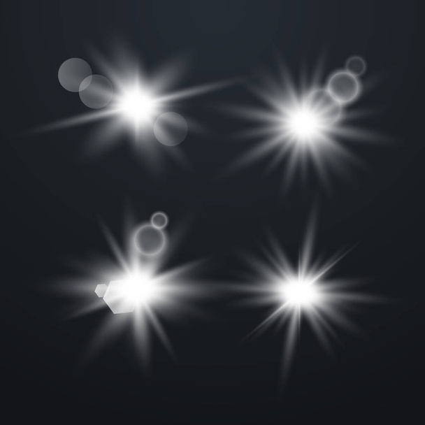 Zestaw świecące światło gwiazd  - Wektor, obraz