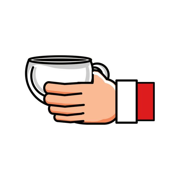 рука з персонажем чашки кави
 - Вектор, зображення