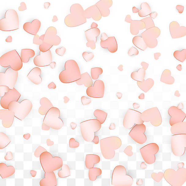 Love Hearts Confetti Falling Background. St. Valentine's Day pattern Romantic Scattered Hearts. Vector Illustration for Cards, Banners, Posters, Flyers for Wedding, Anniversary, Birthday Party, Sales. - Vector, Image