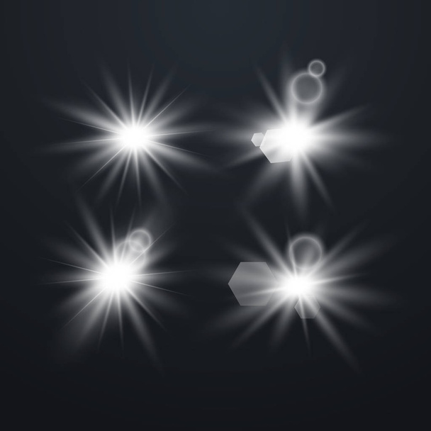 Zestaw świecące światło gwiazd  - Wektor, obraz