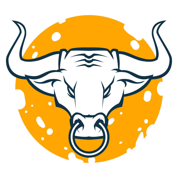 angry bull head mascot black and white vector illustration - Vektör, Görsel