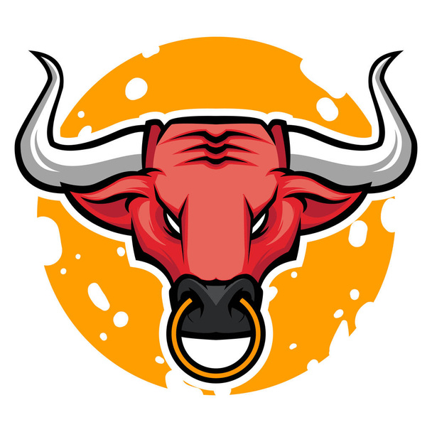 enojado cabeza de toro mascota vector ilustración
 - Vector, Imagen