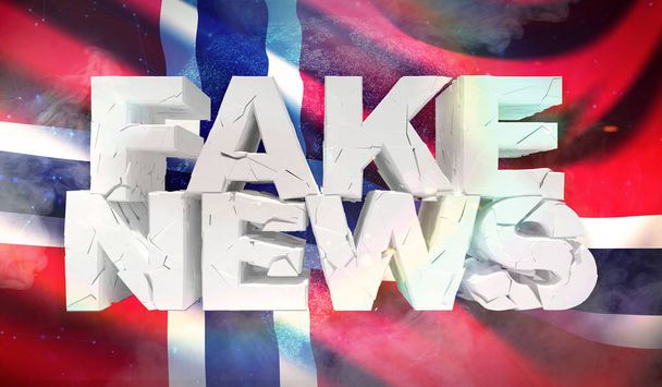 Ilustração 3D do conceito de notícias falsas com a bandeira de fundo da Noruega
. - Foto, Imagem