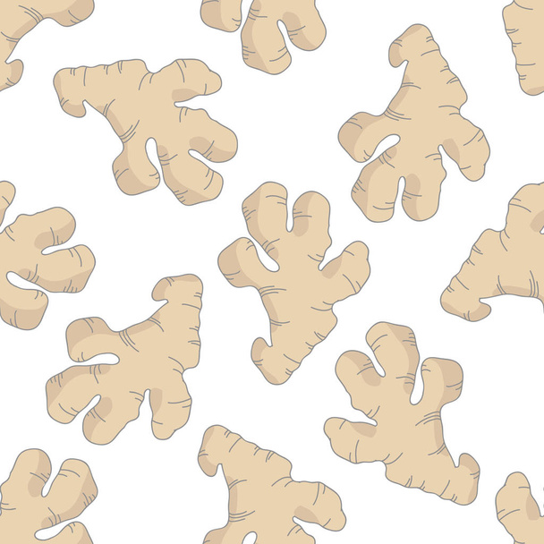 ginger root seamless doodle pattern - Vektor, kép