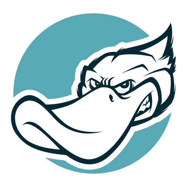 czarno-biały głowa ilustracja kaczka logo maskotka zły - Wektor, obraz