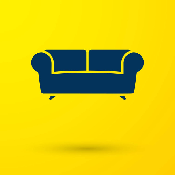 Sofá azul icono aislado sobre fondo amarillo. Ilustración vectorial
 - Vector, imagen