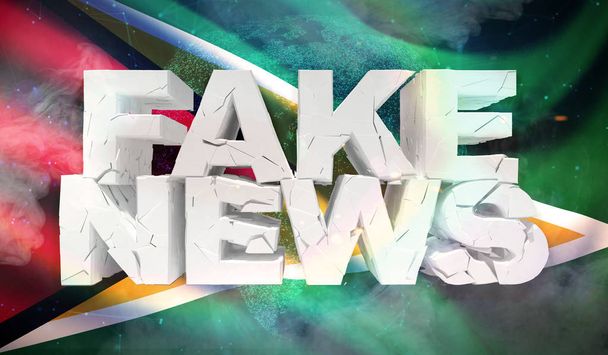 3D illustratie van vals nieuws concept met achtergrond vlag van Guyana. - Foto, afbeelding