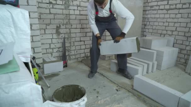 house renovation and building interior wall - Video, Çekim