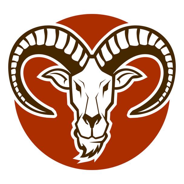 vzteklý Beránek kozí hlava černá a bílá maskota vektorové logo ilustrace - Vektor, obrázek