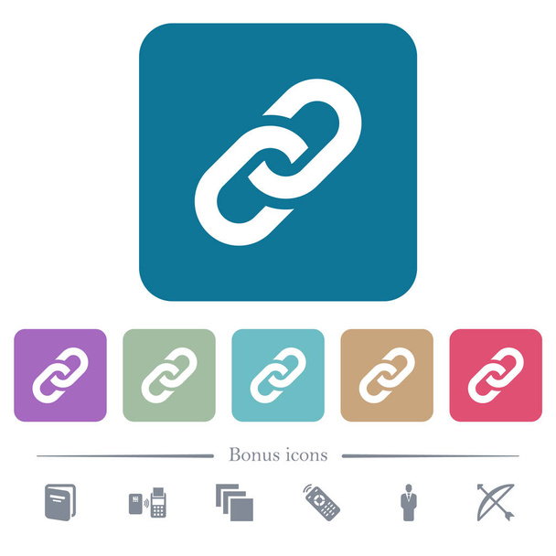 Link lapos színes ikonok lekerekített négyzet alakú hátterek - Vektor, kép