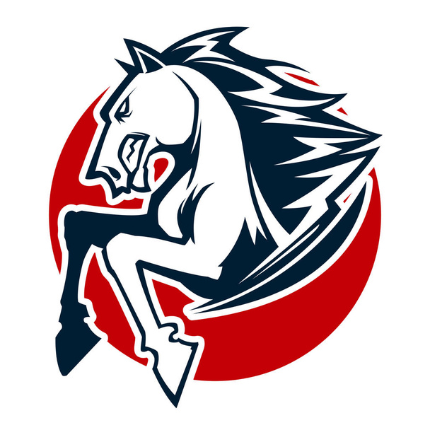 rozzlobená Koňská hlava černá a bílá maskota eSports logo ilustrace - Vektor, obrázek