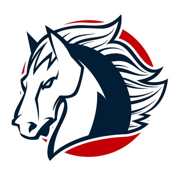 kızgın at kafası siyah beyaz maskot esports logo illüstrasyon - Vektör, Görsel