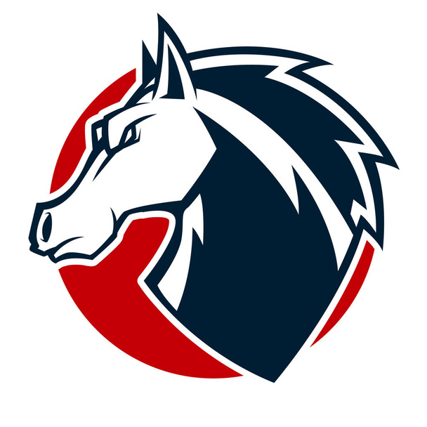 angry horse head black and white mascot esports logo illustration - Vector, Image