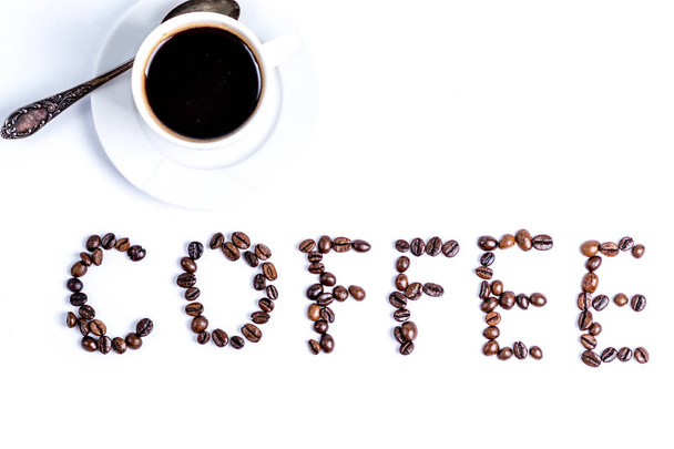 Cup of coffee and lettering coffee - Photo, Image