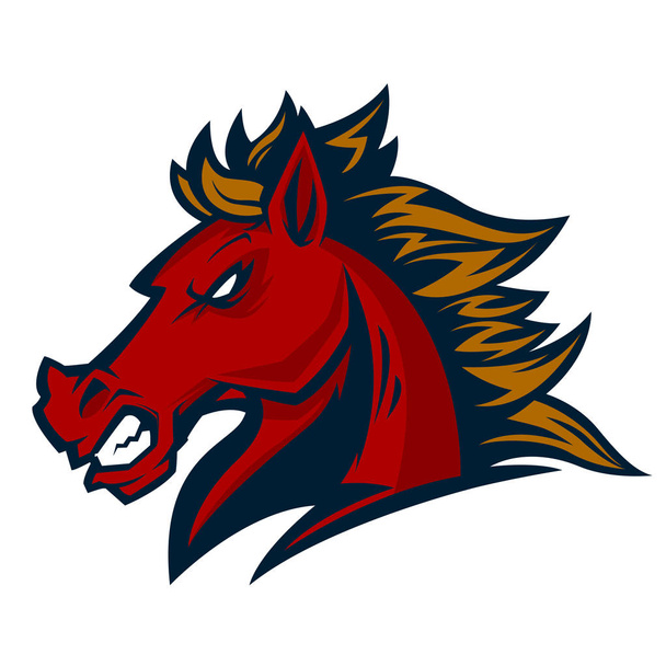 Иллюстрация логотипа злого талисмана головы лошади
 - Вектор,изображение
