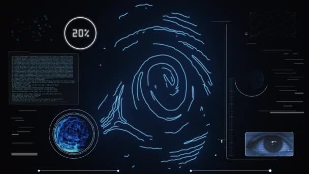 Identity scan: access permitted. Futuristic fingerprint and iris recognition - Footage, Video