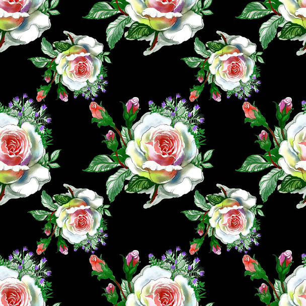 Patrón sin costura de acuarela con hermoso fondo de rosas
 - Foto, Imagen