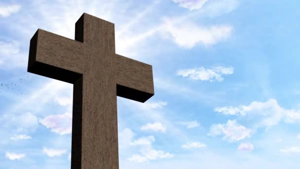 イエスの復活。青空の下でキリスト教の十字 - 映像、動画