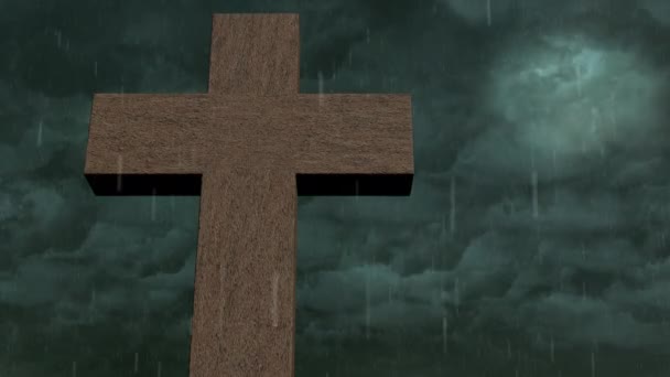 From disbelief to hope. Sun appears behind a Christian cross - Footage, Video