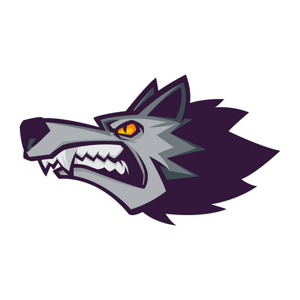 怒っているオオカミヘッドイラストマスコットeスポーツロゴ - ベクター画像