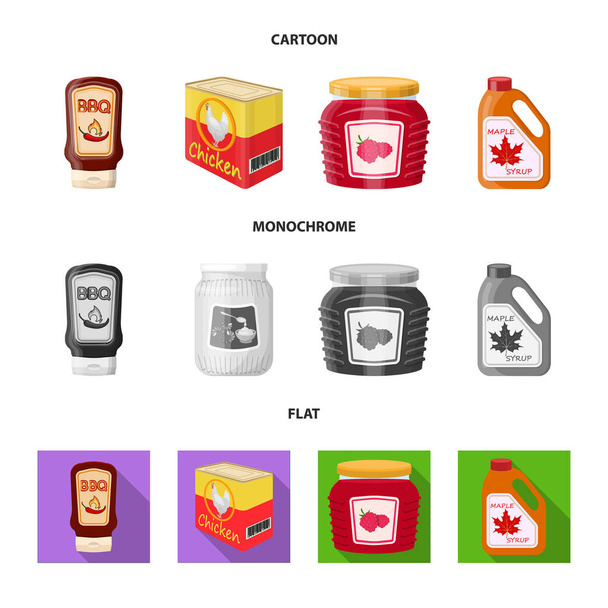 Oggetto isolato di lattina e icona del cibo. Set di icone può e pacchetto vettoriale per magazzino
. - Vettoriali, immagini