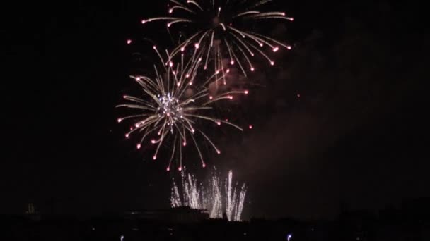 Fogos de artifício deslumbrantes estão irradiando o horizonte da noite - Filmagem, Vídeo
