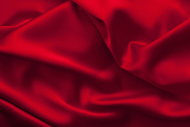 Luxury red satin fabric cloth abstract background - Fotoğraf, Görsel