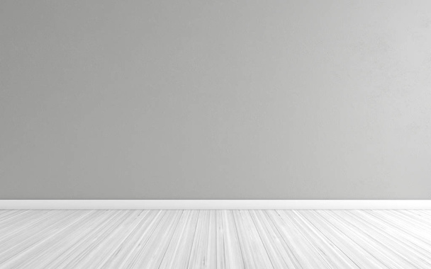 空の灰色の壁、寄木細工の床と部屋の表示に使用することができますまたはあなたのプロダクトをモンタージュします。3 d のレンダリング - 写真・画像