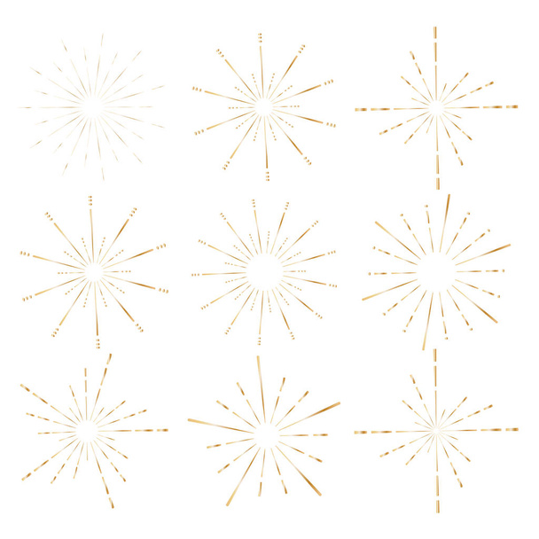 Ensemble de style sunburst doré isolé sur fond blanc, Illustration vectorielle des rayons éclatants
. - Vecteur, image