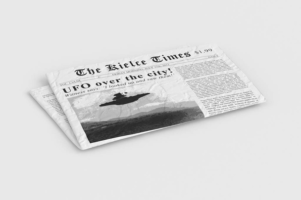 Zeitung weißer Hintergrund isoliert. 3D-Darstellung - Foto, Bild