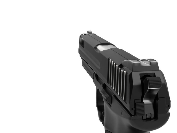 Pistola moderna semiautomática - vista en primera persona - mano derecha
 - Foto, Imagen