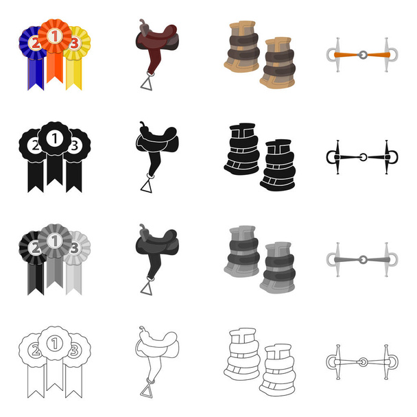 Vector design of equipment and riding icon. Set of equipment and competition stock symbol for web. - Vektor, Bild