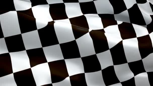Racing End zászló closeup 1080p Full HD 1920x1080 felvétel videó integetett a szél. Hivatalos Befejezés Start Race 3D Racing zászló integetett. Jele kockás varrat nélküli a reggeli átmenet. Verseny zászló HD felbontású - Felvétel, videó