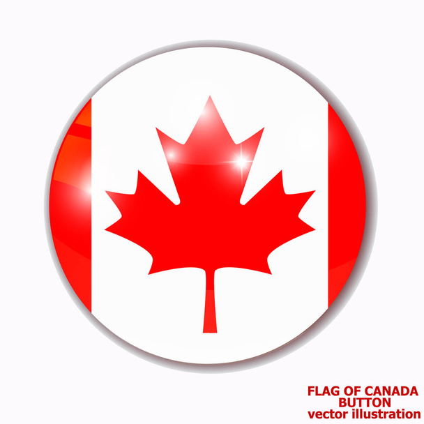 Кнопка Флаг Канады. Векторная иллюстрация
 - Вектор,изображение