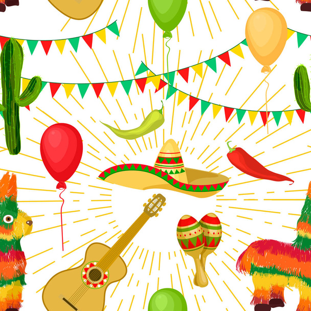 Μεξικάνικο γιορτινό σχέδιο χωρίς ραφές - Διάνυσμα, εικόνα