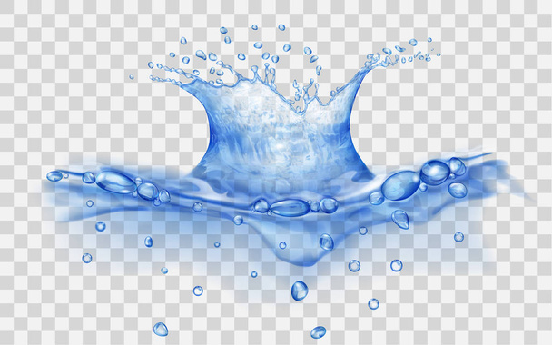 Salpicadura de agua con gotas
 - Vector, imagen