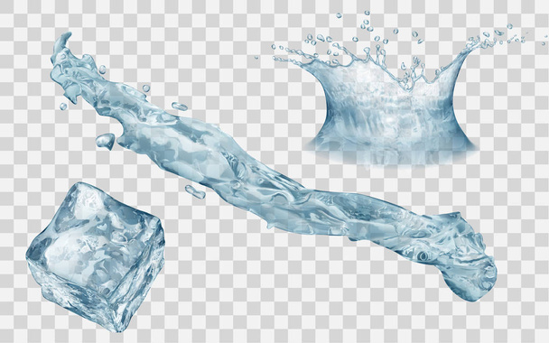Víz-korona, a splash és a jég-kocka - Vektor, kép