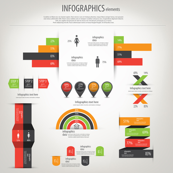 Retro infographics set. World Map and Information Graphics. Vect - Vector, afbeelding
